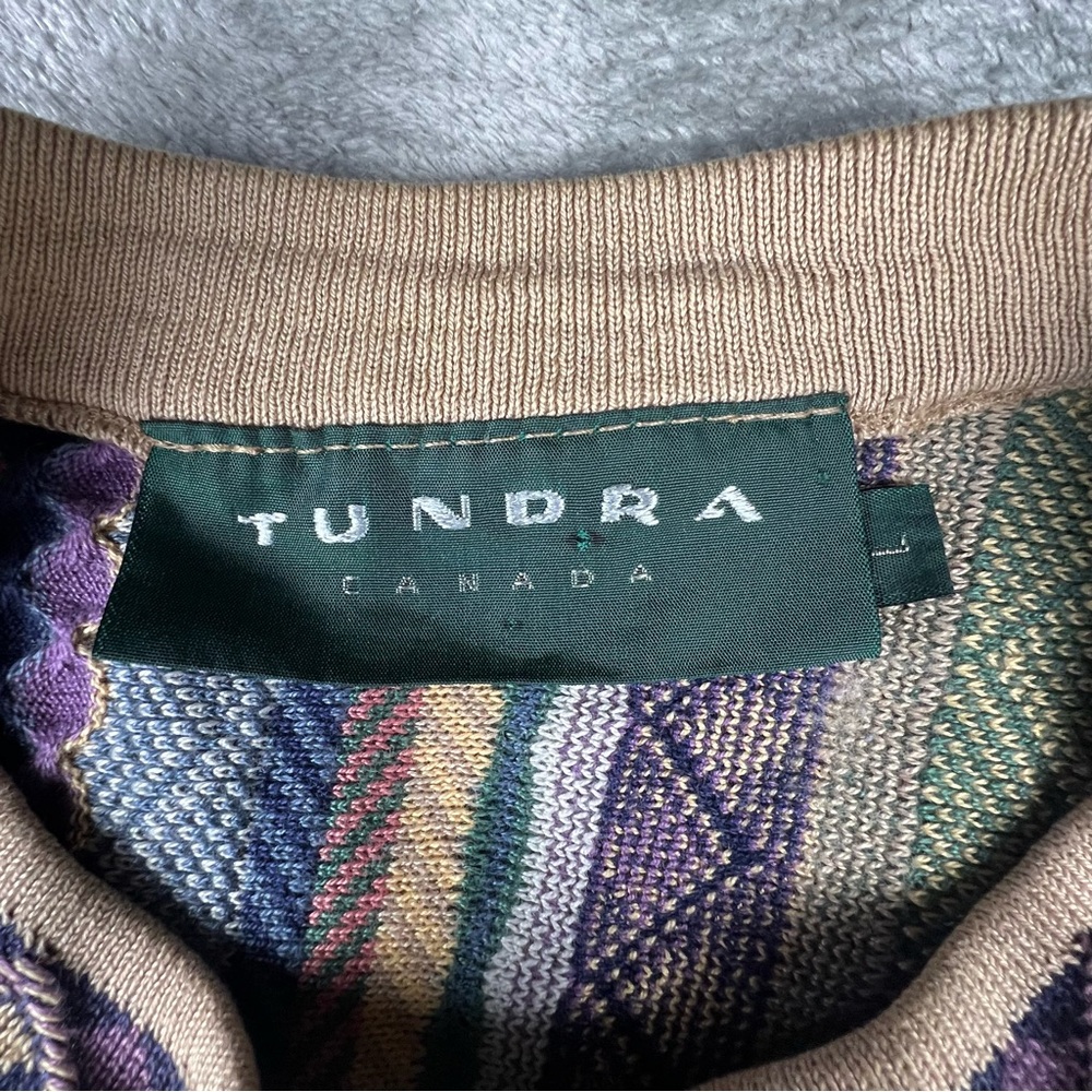 Vintage Tundra Canada 3D Knit Sweater Mens Large Purple Cosby Biggie Coogi Style - Picture 9 of 10